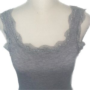 Gray Tank with Lace detail
